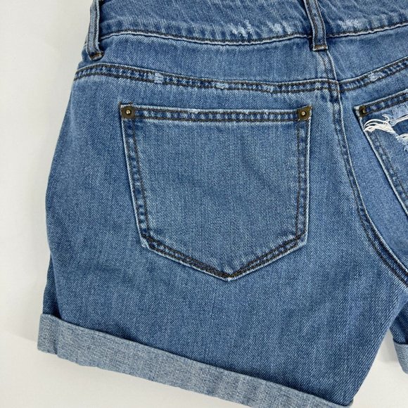 Rue21 Denim Shorts Blue Jean Distressed Cuffed - Picture 6 of 7